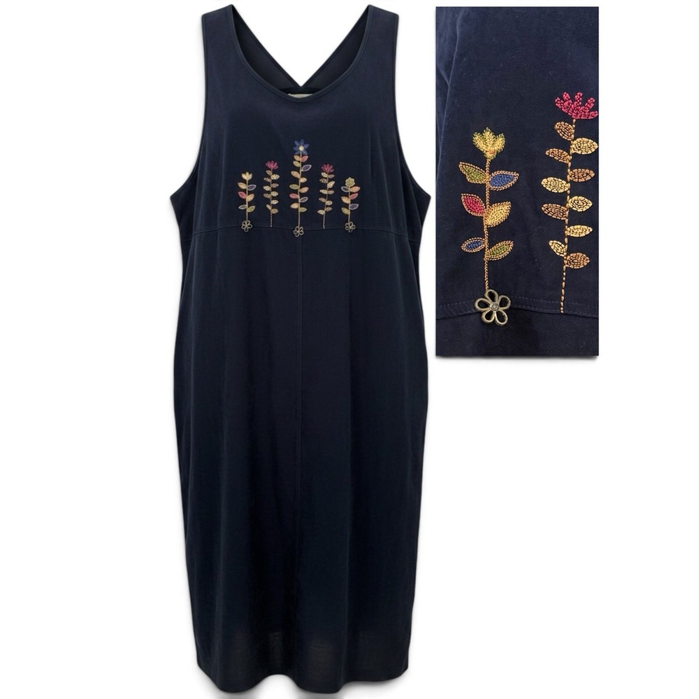 AMANDA SMITH WOMAN Jumper Maxi Dress 2X Blue Floral Embroidered Beaded Modest